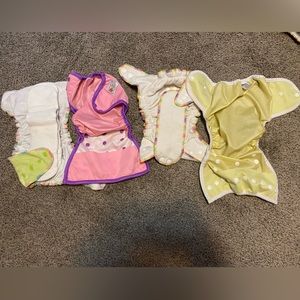 Pair of fitted diapers and diaper covers Thirsties and Happy Flute velour bamboo